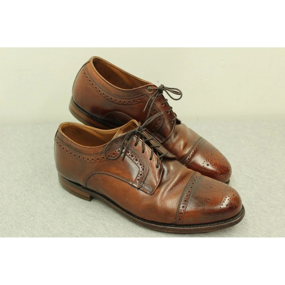 Johnston & Murphy Shoes Mens 8 Brown‎ Cap Toe Oxford Brogue Dress 24-8130